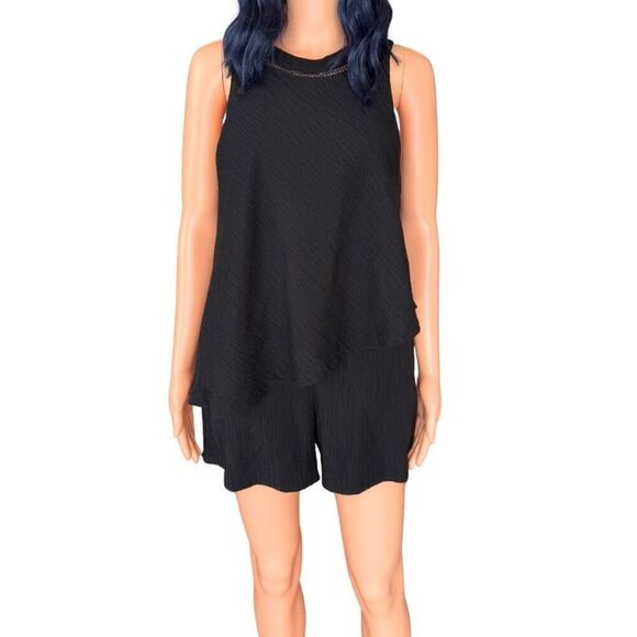Elevenses Anthropologie Black Santa Ana Elevated Basics Dressy Date Romper XS - Picture 1 of 6